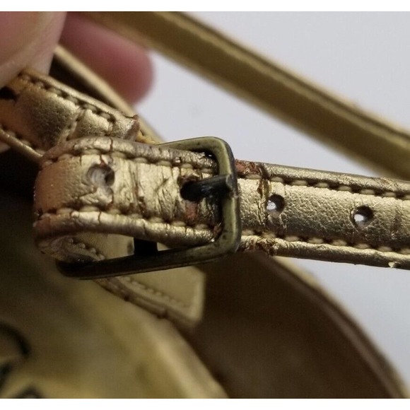 Carlos Santana Flirt Multicolor Gold Accent Peep Toe Ankle Strap Flats Size 6 - Picture 12 of 12